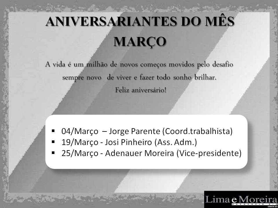 Aniversários Futuro MARÇO 2019